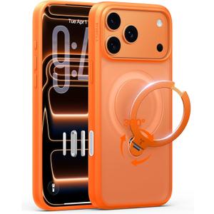 TORRAS Q3 Spin for iPhone 17 Pro Max Case with 360 Magnetic Stand, Wireless Charging Compatible, Hard PC Case for 17 Pro Max Phone Case with Stand, Translucent Cosmic Orange