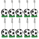 AceOrbit 12 Pcs Soccer Place Card Holder Wooden Picture Holders & Memo Clips Soccer Centerpieces for Tables Sports Ball Base Number Holders for Wedding Party Supplies