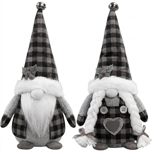 Christmas Gnomes Plush with Red Buffalo Check,2 Pack Handmade Christmas Valentine Tomte Swedish Scandinavian Figurine Nordic Gnomes Plush Christmas Elf Doll Xmas Ornaments for Home Decor