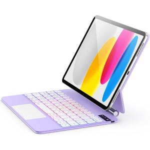 For iPad (A16) 11th &10th generation Case with Keyboard,Backlight Multi-Touch Trackpad for iPad 11th Gen 2025 11 inch&10th Gen 2022 10.9 inch, Magic-Style with Floating Cantilever Stand,T-Purple
