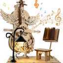 3D Puzzles for Adults,Wooden Puzzle Magic Cello,Wooden Music Box Kits-Musical Cello with Music Stand,DIY Mechanical Cello Music Box Model Kit for Christmas Birthday Gift