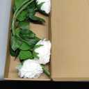 DUYONE White 4pcs Fake Flowers for Decoration Home Decor Artificial Flowers Austin Rose Peony Latex Fake Flower Living Room Decoration Vivid Pink Roses Peonies(White 4pcs) (White 4pc(not Include Vases))