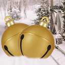 2 Pcs Giant Inflatable Christmas Balls, 24IN PVC Jingle Bell Large Outdoor Indoor Christmas Ornaments,Oversized Blow Up Balls for Garden Yard Patio Decorations (24 Inch Gold, 2)
