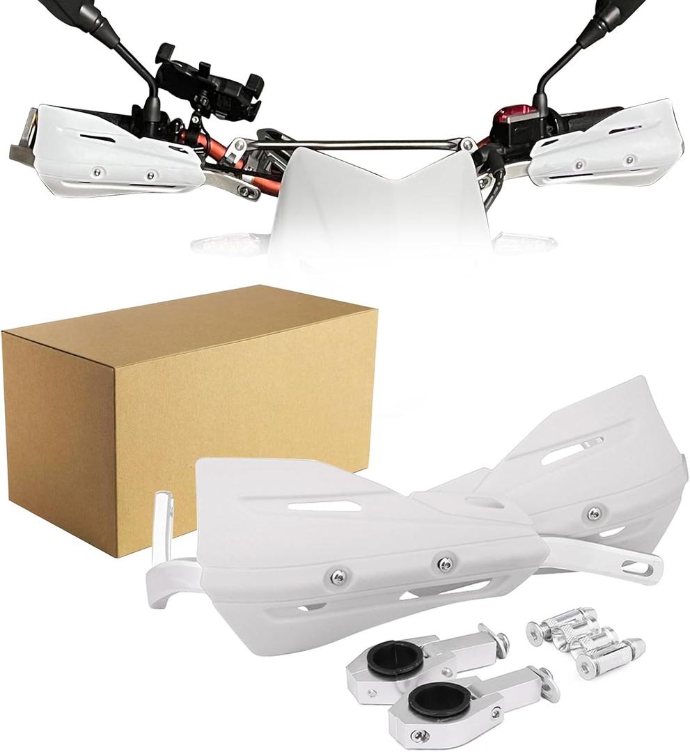 JFG RACING Dirt Bike Hand Guards,Universal 7/8" 22mm and 1 1/8" 28mm Handlebar Motorcycle Handguards for CRF XR YZF XC KX 125 150 250 300 Dirtbike Motocross Supermoto ATV Scooter Electric Bike-White