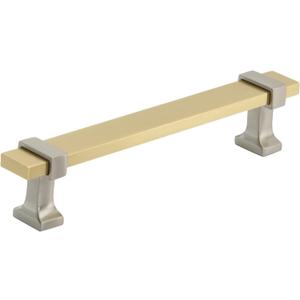Amerock | Cabinet Pull | Brushed Gold/Satin Nickel | 5-1/16 inch (128 mm) Center to Center | Overton | 1 Pack | Drawer Pull | Drawer Handle | Cabinet Hardware (5-1/16 inch (128mm) Center-to-Center)