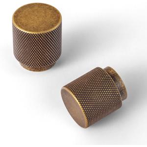 Goo-Ki 6 Pack Knurled Antique Brass Cabinet Knobs Vintage Bronze Drawer Knob Solid Aluminum Retro Brass Single Hole Bar Pulls Handles for Closet Wardrobe Dresser Cupboard, 2213GT-DK