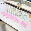 Mouse Pad with Wrist Rest, Soft Cloud Gel Keyboard Mouse Pad Set with Hand Wrist Support, Cute Non Slip Office Desk Accessories for Comfort/Pain Relief/PC Gaming/Computer/Laptop, (Pink Cloud)