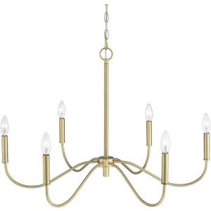 6-Light Gold Chandelier, Modern Gold Pendant Light, Adjustable Height Farmhouse Chandelier, Ceiling Light Fixture for Dining Room Bedroom Foyer Living Room Kitchen Island