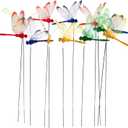 24 Pieces 3D Dragonfly Garden Decor Dragon Fly Garden Stakes Dragonflies Garden Ornaments Patio Decoration Dragonfly Stakes with Sticks, 4 Colors