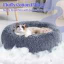 Rabbitgoo Cat Beds for Indoor Cats, 20 inches Cat Bed Machine Washable, Fluffy Round Pet Bed Non-Slip, Calming Soft Plush Donut Cuddler Cushion Self Warming for Dogs n Kittens, Dark Grey, Medium