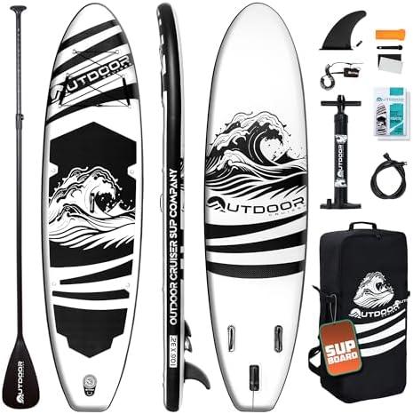 OutdoorCrusier Ultra-Portable Inflatable Stand-Up Paddle Board, Lightweight & Stable with Non-Slip Design, Complete SUP Accessories, Durable Drop-Stitch Material