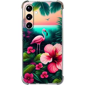 Beaucov Case for Samsung Galaxy S25,Pink Flamingo Flowers Bird Drop Protection Shockproof Case TPU Full Body Protective Scratch-Resistant Cover for Samsung Galaxy S25
