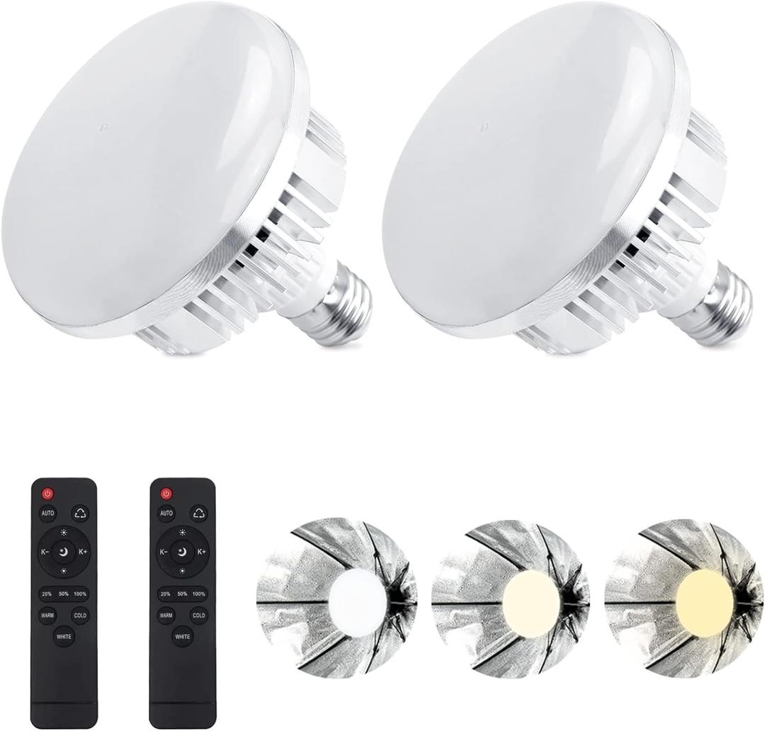 Skytex 2Pack 135W Photography Light Bulb Dimmable Tricolor LED Bulbs 2700-6400K Colour Temperatures Softbox Bulb in E27 Socket for Photography Photo Video Studio Lighting