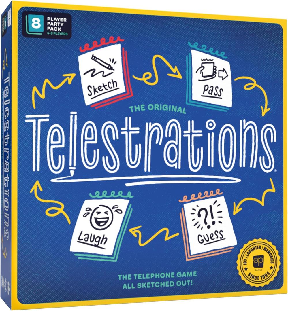 Telestrations 8 Player 2nd Edition Board Game, Award Winning Hilarious and Unpredictable Must Have Party Game with a New Look, Sketch What Your Read Then Guess What You Saw, 4-8 Players, Ages 10+