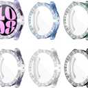 6-Pack Watch Screen Protector Compatible with Samsung Galaxy Watch6 40mm,TPU Soft Bling Case with 2 Rows Sparkly Rhinestone, Glitter Cover for Galaxy Smartwatch 6 40mm (SM-R930)