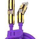 MFish 4-in-1 Universal USB Charging Cable with Carrying Case  240W Max Fast Charger Cord, USB-A, Dual USB-C & Lighting, for iPhone 14/15/16/17 Series, iPad & MacBook and More (Purple Color, 6.6Ft)