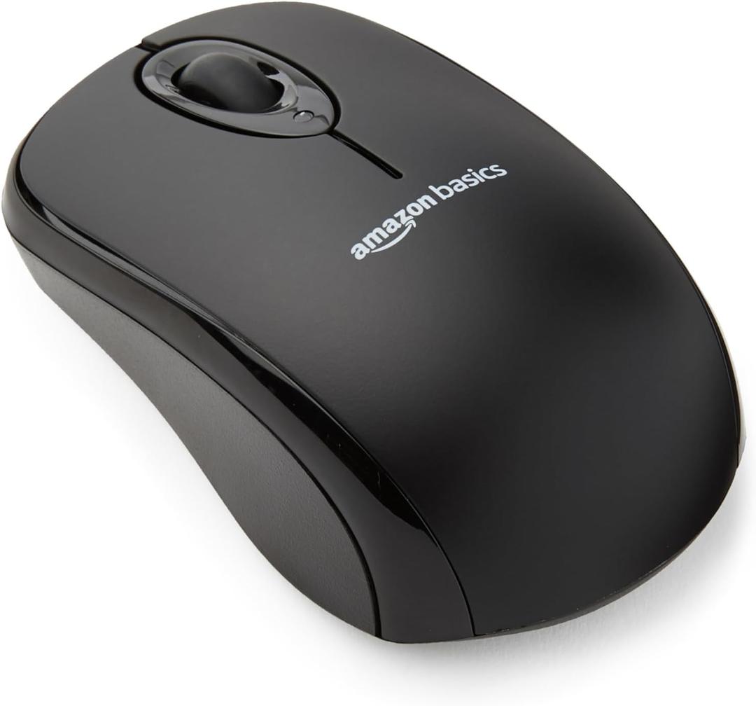 Amazon Basics 2.4 Ghz Wireless Optical Computer Mouse with USB Nano Receiver, Black 