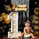 3FT Marquee Numbers 1, Large Light Up Numbers for 1st Birthday Decorations, Happy 1st Birthday Party Supplies, Anniversary Cardboard Big Mosaic Balloon Frame Number 1