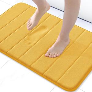 Buganda Memory Foam Bath Mat, 24" x 16", Ultra Soft and Non-Slip Bathroom Rugs, Water Absorbent and Machine Washable Bath Rug for Bathroom, Shower, and Tub, Yellow