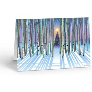 Stonehouse Collection | Forest Christmas Tree Card | 18 Boxed Holiday Cards & Envelopes | USA Made (Standard)