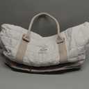 LOVEVOOK Large Duffle Bag for Travel, Puffer Weekend Bags for Women Travel Tote, Carry on Duffel Bag for Airplanes, 18 Inch Personal Item Bag Gym Bag Women, Beige