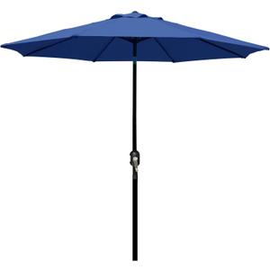 Blissun 9' Outdoor Patio Umbrella, Outdoor Table Umbrella, Yard Umbrella, Market Umbrella with 8 Sturdy Ribs, Push Button Tilt and Crank, Navy Blue