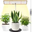 LORDEM Grow Lights for Indoor Plants, Bamboo Full Spectrum Plant Lights for Indoor Growing, Height Adjustable Desk Top Growing Lamp with Auto On/Off Timer 4H/8H/12H & 4 Dimmable Brightness, 1 Pack (1 pack, Desk Grow Light in Bamboo)
