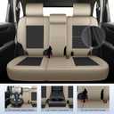 IKABEVEM Custom for Honda CR-V Car Seat Covers Full Set 2023 2024 2025 2026 2027 LX;EX;EX-L;Sport;Touring;Special Edition & Hybrid Model Luxury Faux Leather Seat Protector(Black&Beige)
