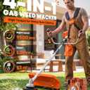 52cc Gas Weed Eater, 4-in-1 Weed Wacker Brush Cutter, Orange | aluminum alloy shaft, 18 in path, 0.095 in line, gloves goggles oil bottle tool kit, 3T 40T wood blade