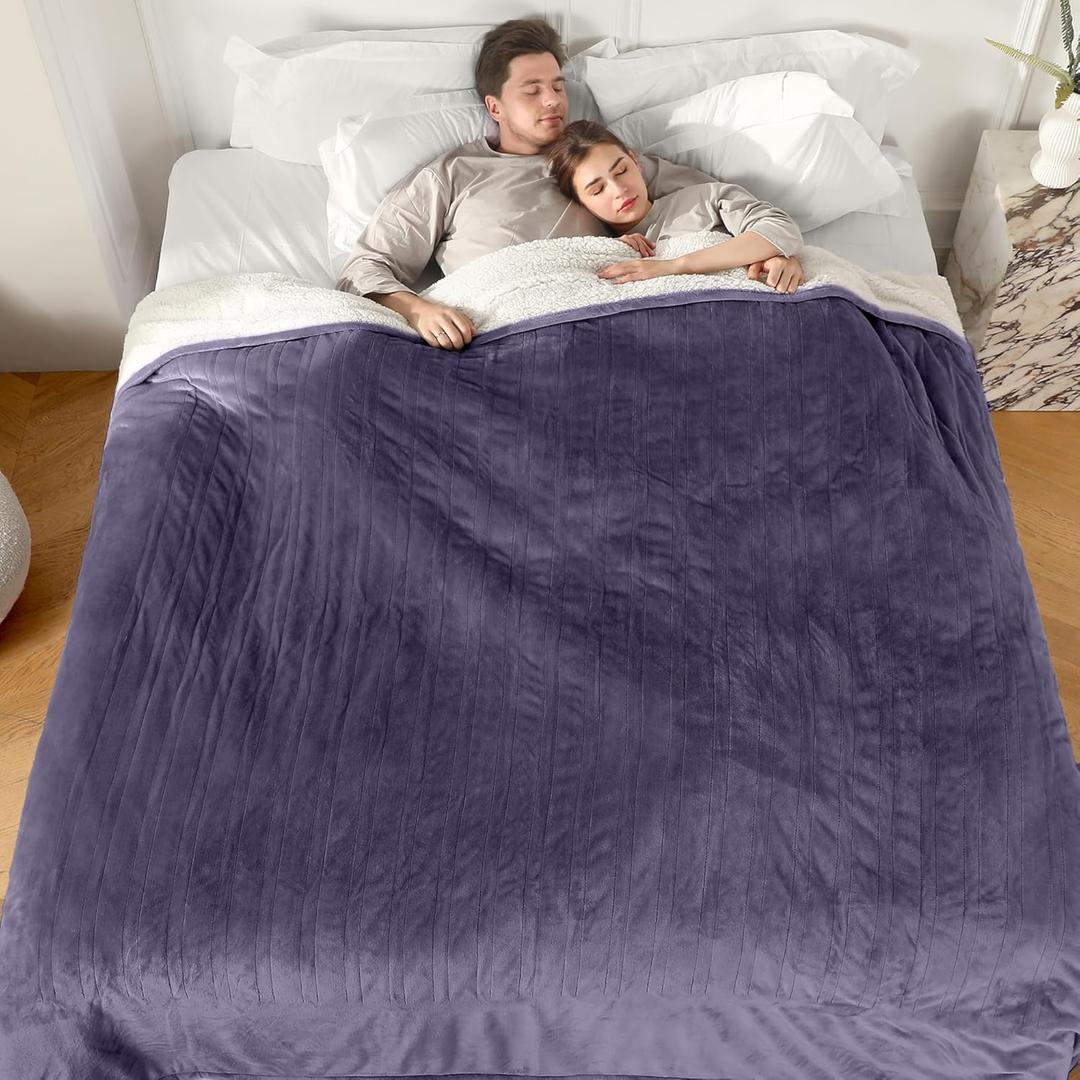 ESTINGO Electric Blanket Queen Size, 84"x90" Queen Heated Blanket with Dual Control of 5 Heating Levels & 10 Hours Auto Off, Fast Heating Blanket with OverHeat Protection, Lavender Purple