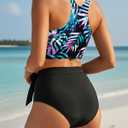Aqua Eve Women High Waisted Bikini Set Racerback Swimsuit Two Piece Bathing Suit High Neck Swimwear (M)