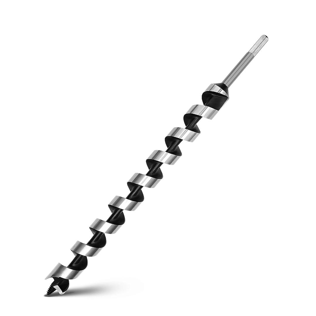 1-1/2 x 18 inch Auger Drill Bit for Wood, Hex Shank, 2 Flutes, Stainless Steel, Black Oxide Finish, Perfect for Wood Working and DIY Projects