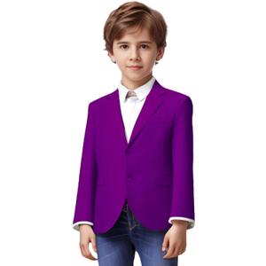 Toddler Kids Boys Blazer Slim Suit Coat Formal Classic Suits Casual Dresswear Royal Blue Sport Coat Business Jacket for Boy (4, Purple)