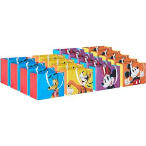 Hallmark Disney 4" Mini Gift Bags (18 Bags: Mickey, Minnie, Goofy, Pluto) for Party Favors, Gift Cards, Classroom Treats