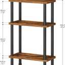 HOOBRO Narrow Side Table, 3-Tier Slim End Table No Tools Needed, Twist-On Assembly, Skinny Nightstand Sofa Storage Shelf for Living Room, Bedroom, Study, Rustic Brown and Black BF246BZ01N1, 15.7"D x 7.9"W x 25.2"H