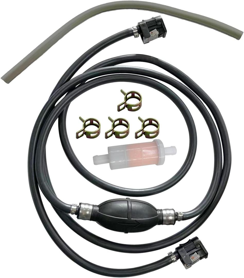 32-858104K08 Outboard Fuel Line 5/16" 10 Ft Hose Kit Compatible with Yamaha Marine Johnson Mercury Outboard 4 hp-200 hp Includes Primer Bulb Tank Quick Female Connector 35-816296-4 Fuel Filter