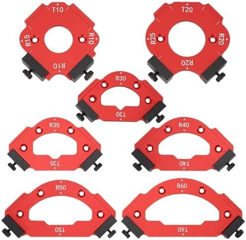 6PCS Router Corner Radius Templates Set Aluminium Alloy CNC Machined Multiple Radius Corner Router Guides for Woodworking R10 T10 R15 R20 T20 R25 R30 T30 R35 T35 R40 T40 R50 T50 R60 T60