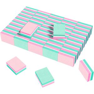 CGBE Buffer Block Nail File 180/100 Grit Nail Buffers Sponge Nail Polish Sanding Buffer Strips Nail File Blocks Manicure Tools 50PCS(Pink-Green)