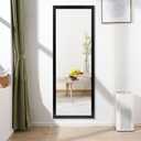 NeuType 44"x16" Wall Mounted Full Length Dressing Mirror, Polymer Frame, Black, No Stand