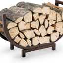 Dicasser Firewood Rack Outdoor and Indoor Firewood Storage, 24 INCH Double Coated Fire Wood Organizer, Waterproof Rustproof Stable Log Holder and Fireplace Decor, Bronze