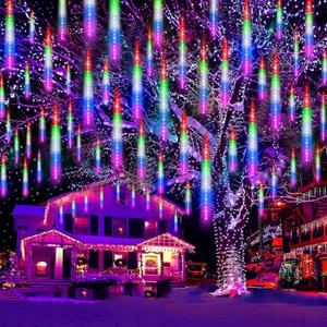EAGWELL Christmas Meteor Shower Lights, 20 in 20 Tube Automatic Changing Cascading Rain Lights with 12 Modes, Waterproof Outdoor Xmas Decor for House, Yard, Wedding, Party