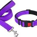 Taglory 18"-28" Dog Collar and 6 FT Dog Leash Set, Highly Reflective Threads Dog Leash, Adjustable Reflective Dog Collar with Safety Locking Buckle for Extra Large Dogs