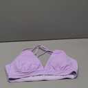 Tainehs Women's Push Up V Neck Bikini Tops Criss Cross Back Padded Bathing Suit Top Only (Medium, Light Purple)