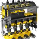 Power Tool Organizer Wall Mount with Charging Station, Drill Holder, Adjustable Layers, Heavy Duty Garage Tool Organizer Storage with 8 Outlet Power Strip, Christmas Gifts for Men, Dad, Husband