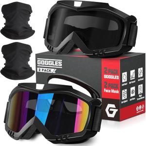 OXG Motorcycle Goggles - ATV & Dirt Bike Goggles with UV400 Dustproof Lens for Adults & Youth (Grey / Multicolored)