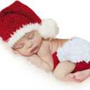 ForBaysy Newborn Baby Christmas Photo Props Outfit Infant Boys Girl Photoshoot Costume Red jumpsuit With Xmas Hat (Cute Santa Man-outfits)