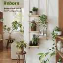 GENTINGBRO Window Plant Shelves Macrame Plant Hanger Floating Shelves Window Sill Shelf for Plants Hanging Plant Stand Indoor Window Plant Holder Boho Decor Living Room Bedroom Wall Decor