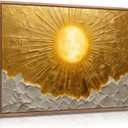 Framed Boho Sun Canvas Wall Art Bohemia Minimalism Golden Abstract Sunrise Sunset Modern Luxury Painting Picture Wall Decor Poster Print Artwork for Living Room Bedroom Office Home Decoration