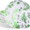 Kochorie 36 Pieces White & Green Floral Disposable Plastic Plates, 10.25" and 7.5" Dinner and Dessert Plates Serving Dish Tray Heavy Duty Party Tableware Supplies for Weddings Birthdays