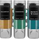 Wall-Mount Shower Dispenser 3-Chamber  No-Drill or Drill Install for Shampoo, Conditioner, Body Wash  Refillable Bathroom Soap Dispenser for Home, RV, Hotel  Eco-Friendly & Space-Saving